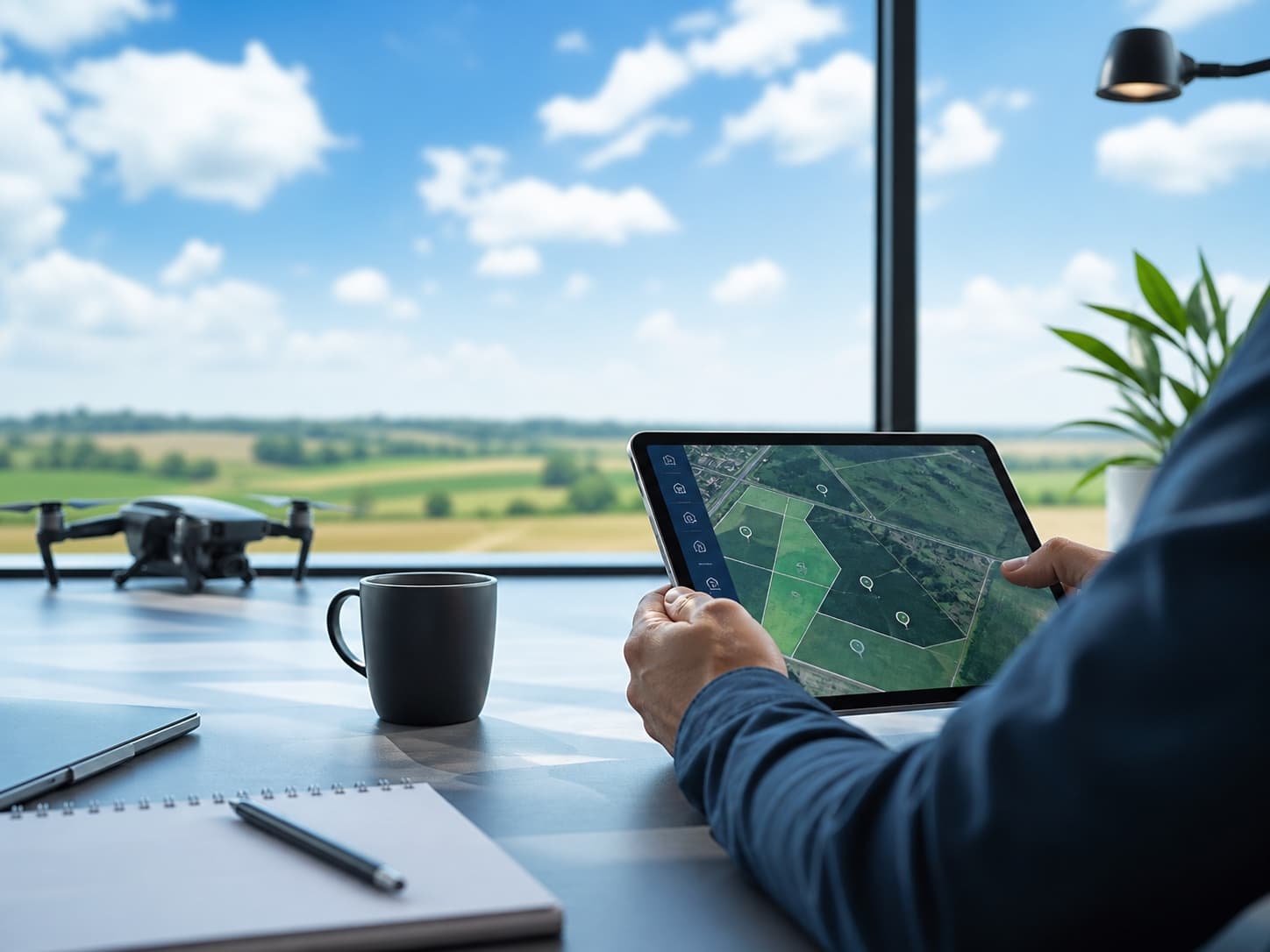 Drone operations tablet with aerial field map